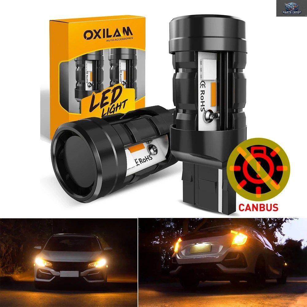 2個入り T20 7440 WY21W LED CANBUS アンバー 7440 W21W LEDバルブ ウインカーライト ファン付き ハイパーフラッシュなし VW フォード BMW