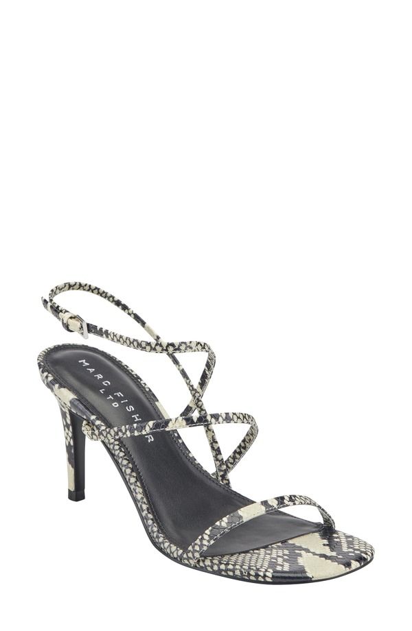 マーク・フィッシャー レディース シューズ サンダル Marc Fisher LTDensi Snakeskin Embossed Strappy Sandal Black White Multi ホ