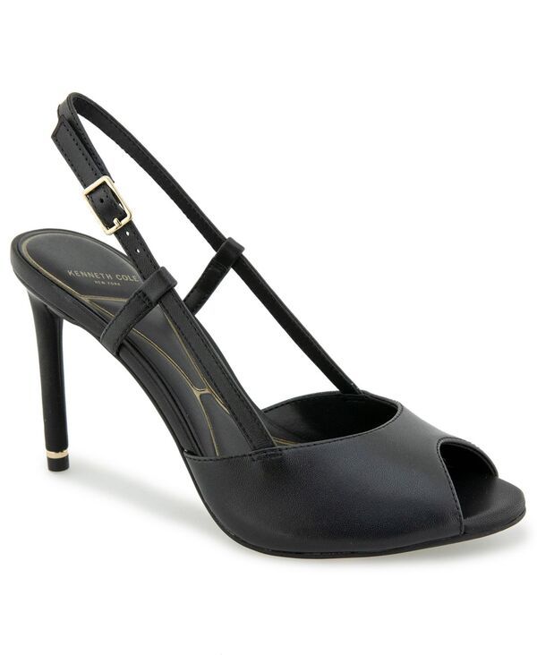 ケネスコール レディース シューズ サンダル Kenneth Cole New York Womens Londyn Peep Toe Slingback Pumps Black Leather ブラ