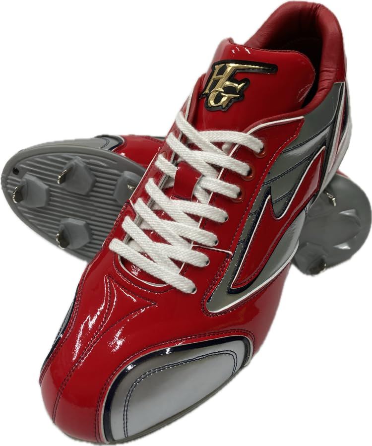 新品 HI-GOLD ハイゴールド 限定 エナメルカラースパイク 樹脂ソール埋込式固定金具(7本歯)PRS-003RS レッド×シルバー×ネイビー 25.5cm