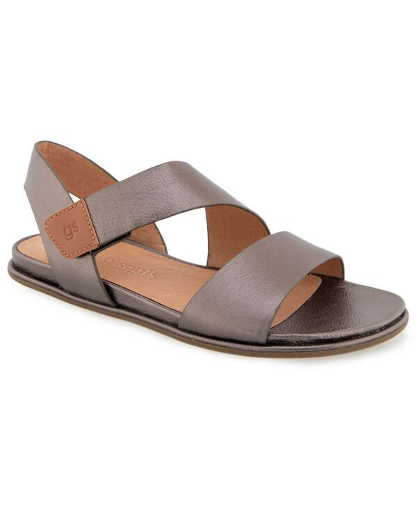 ジェントルソウルズ レディース シューズ サンダル Gentle Souls Womens Lottie Round Toe Flat Sandals Dark Pewter Leather ピュータ