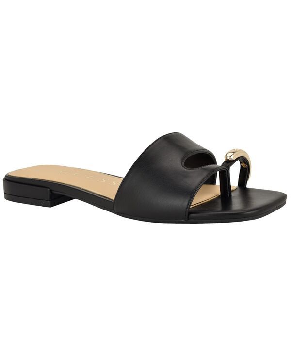 ゲス レディース シューズ サンダル GUESS Womens Tablita Ornamented Toe Loop Flat Sandal Black ブラック