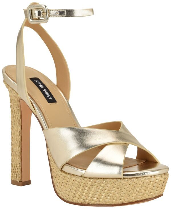 ナインウェスト レディース シューズ サンダル プラットフォーム ヒール Nine West Womens Weston CrissCross High Block Heel Platform San
