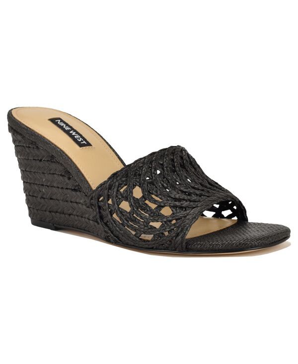 ナインウェスト レディース シューズ スリッポン・ローファー サンダル Nine West Womens Nimma Woven SlipOn Wedge Sandals Black ブラック