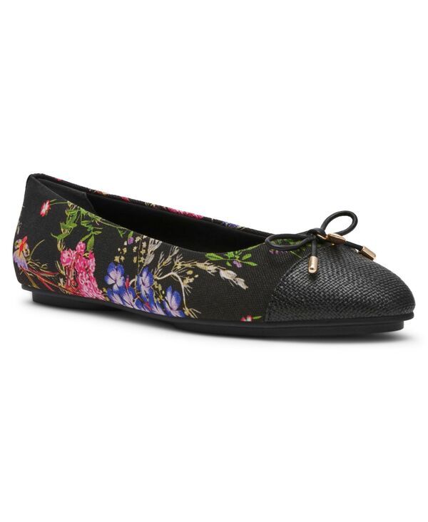アンクライン レディース シューズ パンプス フラワー柄 キャップ フラワー Anne Klein Womens Luci Floral Cap Toe Ballet Flats Black Flor