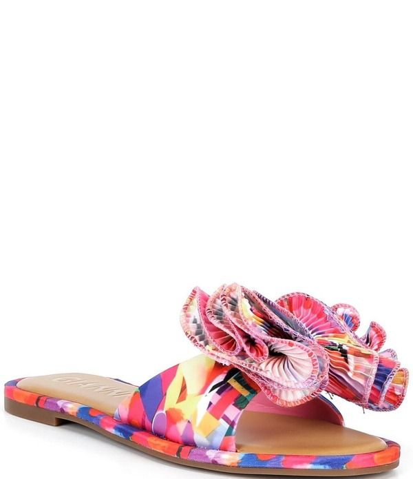 ジャンビニ レディース シューズ パンプス プリント フリル サンダル Gianni Bini Zeerabstract Print Ruffle Bow Slide Sandals Multi マル