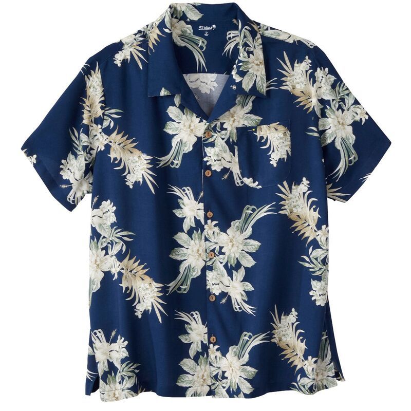 キングサイズ レディース トップス Tシャツ プリントール KingSize Mens Big Tall Printed Camp Shirt Gulf Blue Floral ブルー