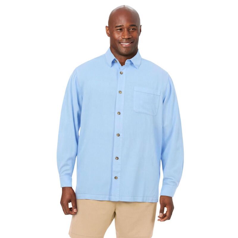 キングサイズ レディース トップス Tシャツ トール リネン KingSize Mens Big Tallong Sleeve Linen Shirt Sky Blue ブルー