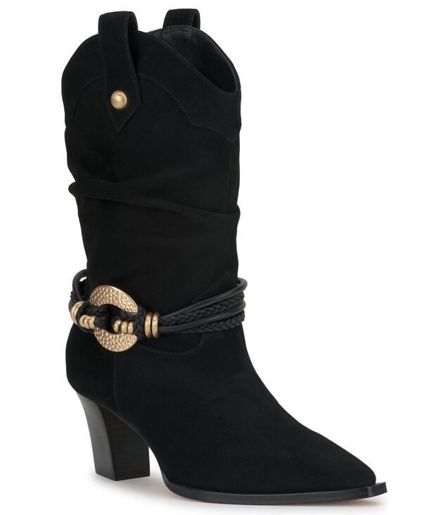 ジェシカシンプソン レディース シューズ ブーツ・レインブーツ Jessica Simpson Womens Hanie Western Slouch Booties Black Suede ブラック