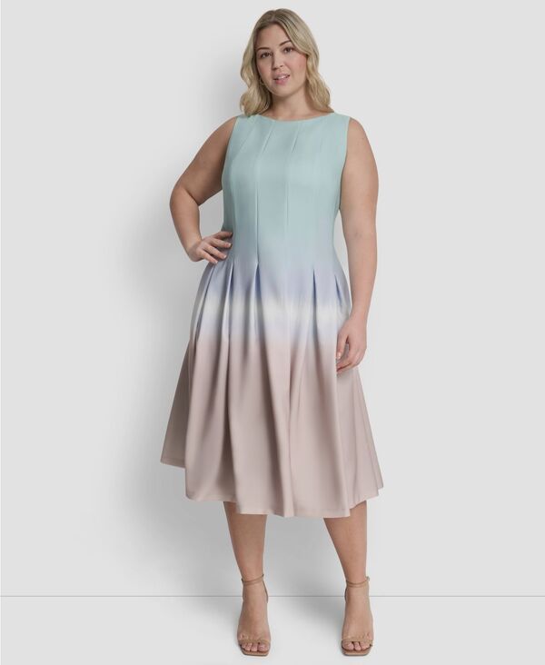 ダナ キャラン ニューヨーク レディース トップス ワンピース プリーツ ミディ ノースリーブ DKNY Womensleeveless Pleated Boat Neck Midi Dress Bl