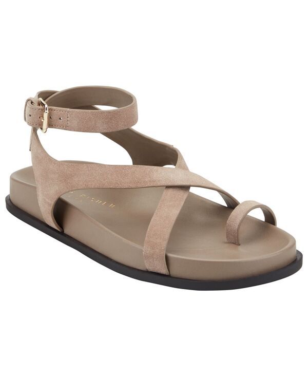 マーク・フィッシャー レディース シューズ サンダル Marc Fisher LTD Womens Bevy Strappy Flat Footbed Sandals Taupe Suede トープ