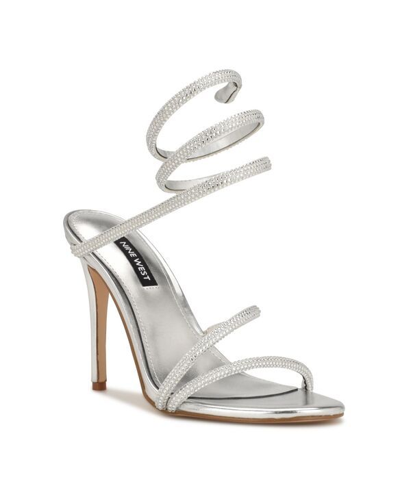ナインウェスト レディース シューズ サンダル アンクル Nine West Womens Maskil Ankle Wrap Stiletto Dressandalsilverhinestone シ