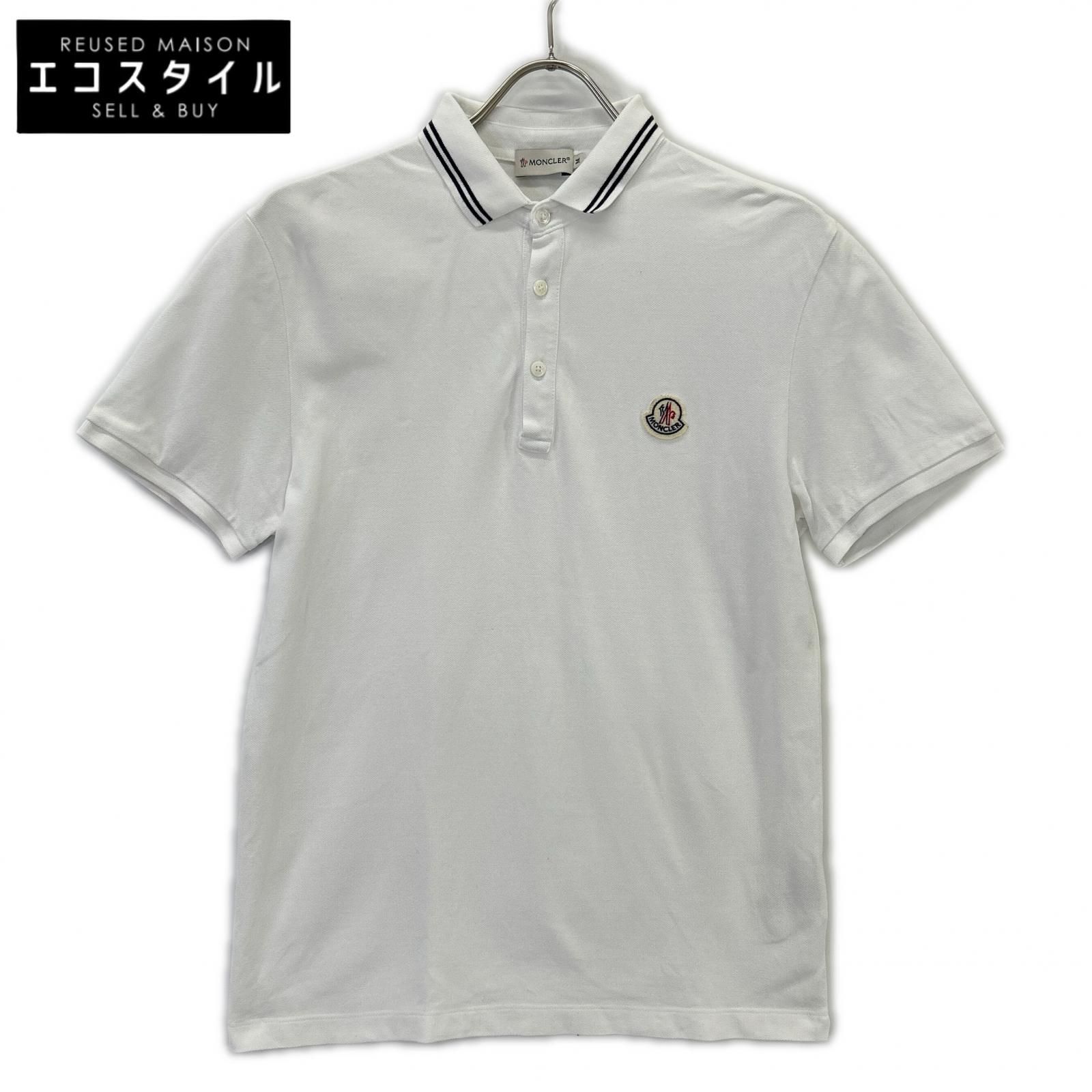 MONCLER　モンクレール　ホワイト ロゴ 半袖ポロシャツ　M