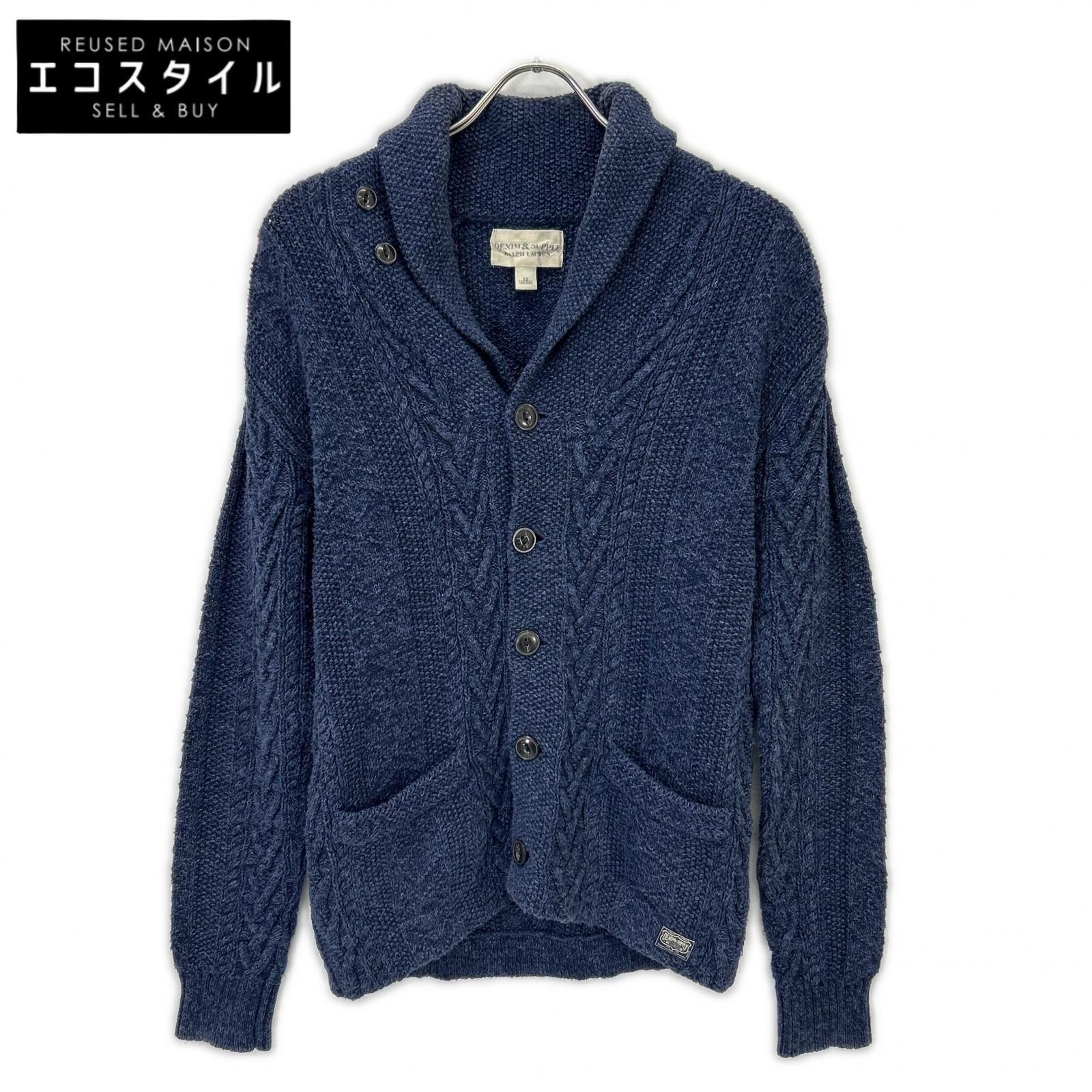 RalphLauren Denim&Supply　ラルフローレンデニム&サプライ　ネイビー ネコ目釦 インディゴ ショールカラーベスト　X S