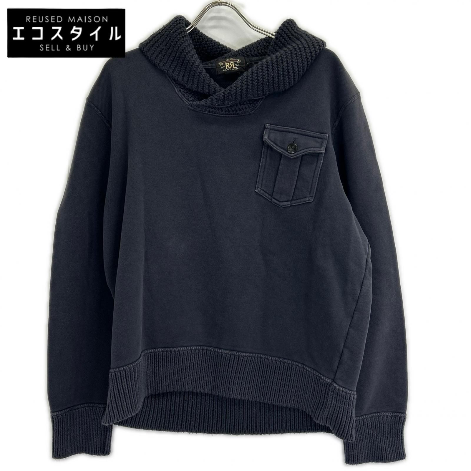 RRL　ダブルアールエル　ネイビー スウェット ショールカラー　L