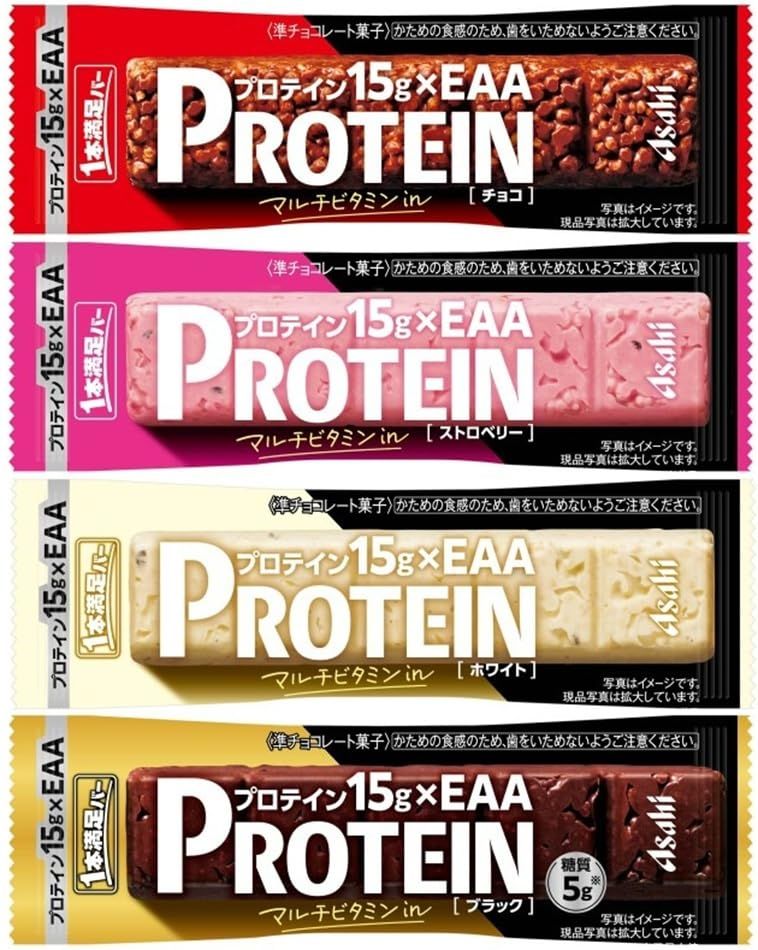 アサヒグループ食品 1本満足バー プロテイン 4種(チョコ･ストロベリー･ブラック･ホワイト)各1本 計72本
