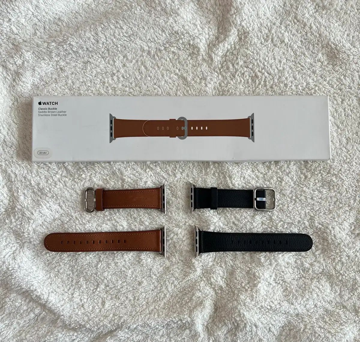 Apple Watch Classic バックル 新 サドルブラウン ブラック (38/40/41mm)