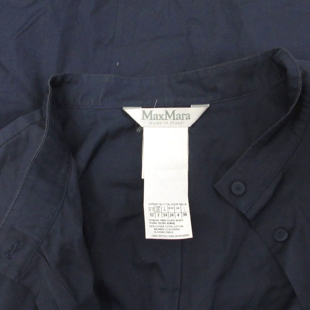 マックスマーラ MAX MARA 白タグ シャツワンピース ノーカラー 長袖