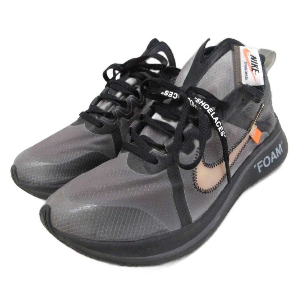 ナイキ NIKE × オフホワイト Off-White Zoom Fly ズームフライ スニーカー ローカット シューズ 28cm グレー 黒 ブラック AJ4588-001 ■IBO100