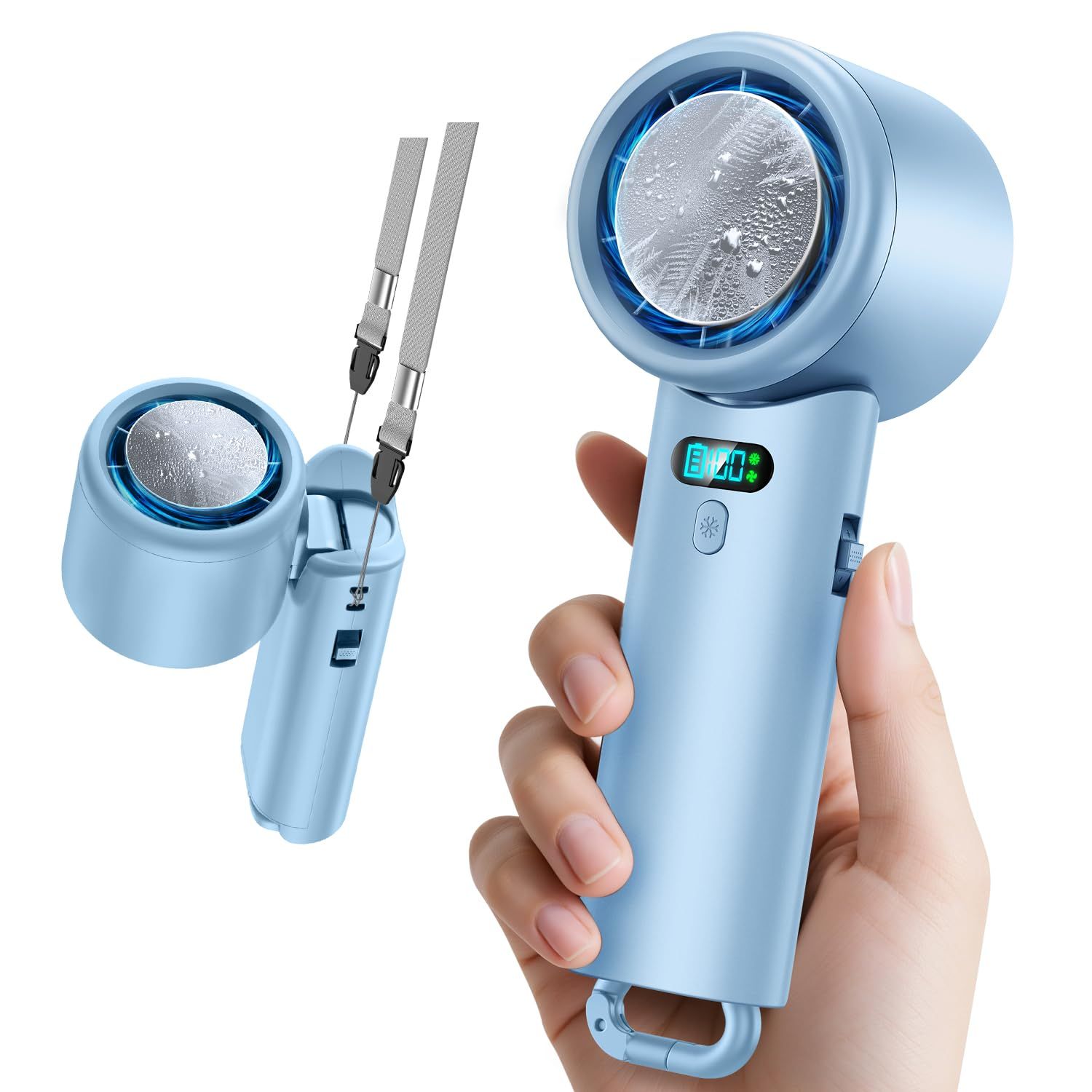 【新品】携帯扇風機 超高速暴風 【-25℃瞬間冷却・10000mAh大容量】 ハンディファン 冷却プレート付き 100段階風力調節 手持ち/首掛け/卓上/吊り下げ4way 7枚羽根 強力 USB充電式 手持ち扇風機 24時間持続 90°角度調 a308bd36