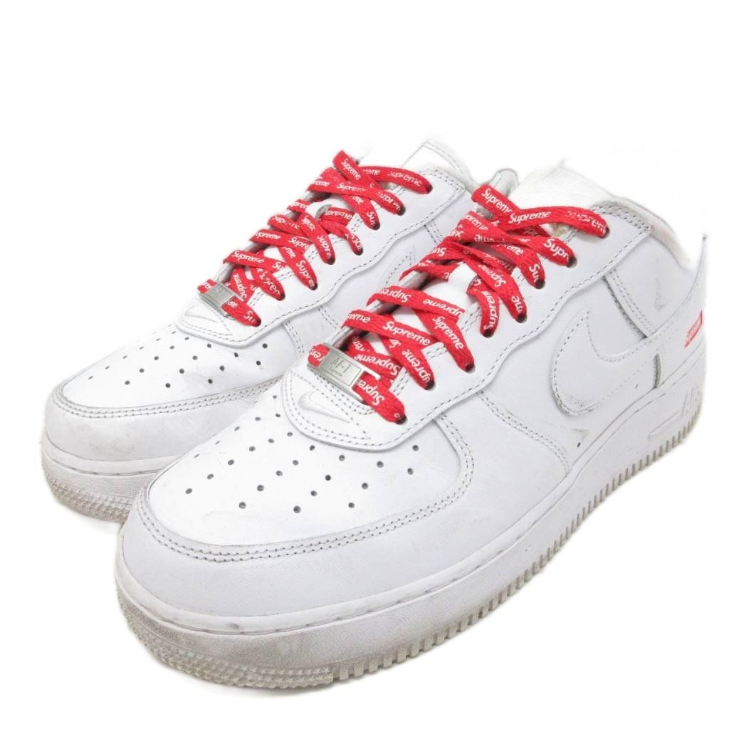 ナイキ NIKE × シュプリーム Supreme Air Force 1 Low エアフォース1 スニーカー ローカット シューズ 靴 27cm 白 ホワイト 赤 レッド CU9225-100 ■IBO100
