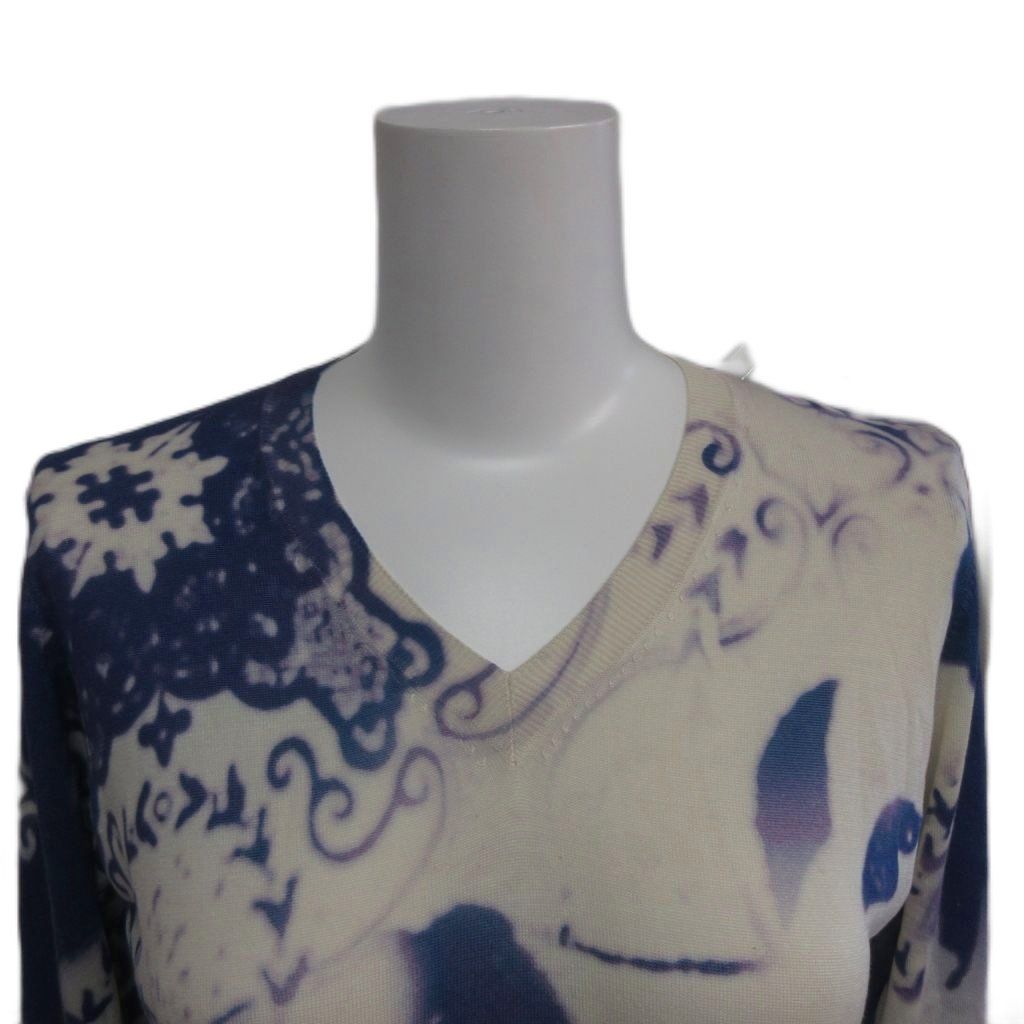【美品】ETRO エトロ 薄手ニット ペイズリー柄 シルクカシミヤ混 エトロ ETRO ペイズリー柄 ニット セーター シルク ハイゲージ 薄手 V