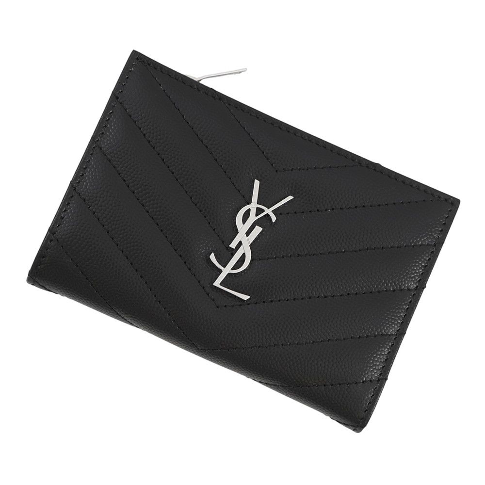 サンローランパリ 二つ折り財布 Vステッチ コンパクトウォレット レザー 575974 SAINT LAURENT PARIS 黒