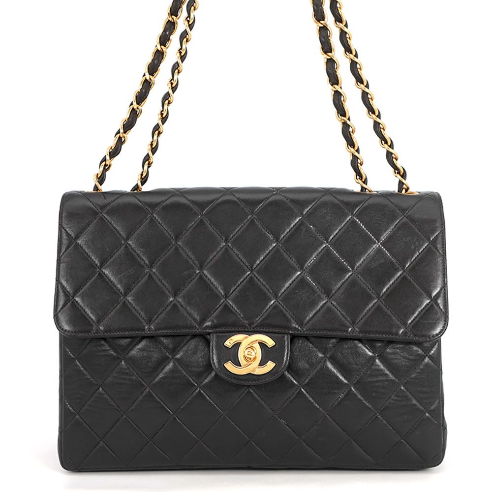 シャネル チェーンショルダーバッグ マトラッセ ココマーク ラムスキン CHANEL バッグ 黒