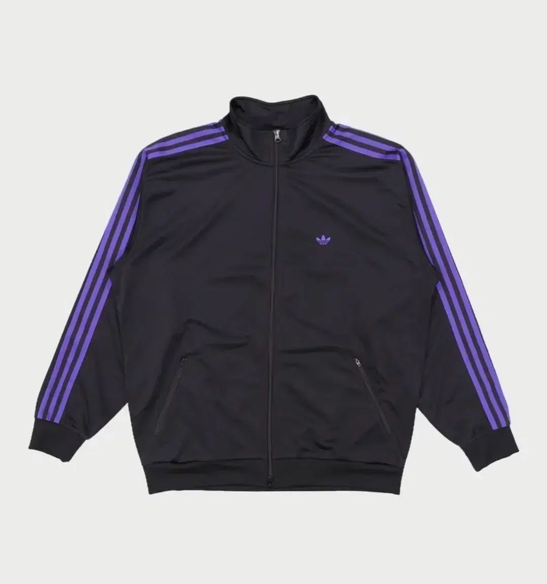 アディダス トラックジャージ ジャケット 3本線ジャージ ブラックファー PURPLE L