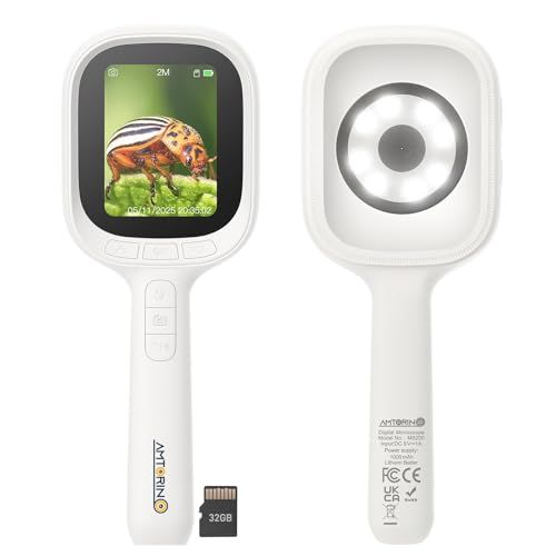 AMTORIN 電子顕微鏡 デジタル拡大鏡 2.8インチモニター 32GBカード付 オートフォーカス 1080P写真・録画対応 UVライト搭載 LED8灯 1000mAh充電式 Windows/Mac即插即用 ソフトウェア不要 オートフォーカ 7ede1bdf