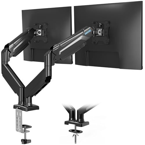 BONTEC モニターアーム デュアル ガススプリング 2画面 デュアルモニタースタンド 13-32インチ/最大9kg×2台対応 VESA 75/100mm フルモーション調整(チルト・スイベル・回転) 高さ調節 デスク省スペース 簡単取り付 2b3fc475