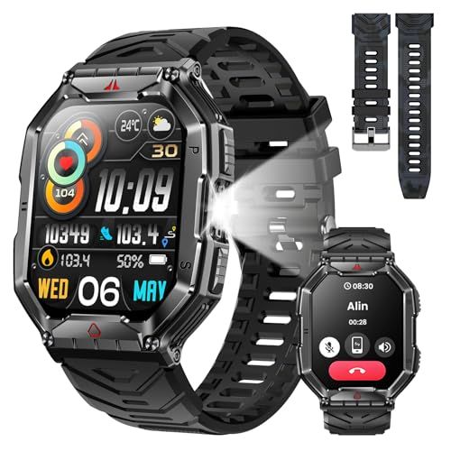 スマートウォッチ 【2026新型 2.1インチAMOLED大画面 650mAh大容量バッテリー】 軍用規格グレード 男性用スマートウォッチ 耐衝撃 Bluetooth5.3通話 LINE/メッセージ通知 振動と着信音設定 250+/DIY文字盤 高輝度懐中電e