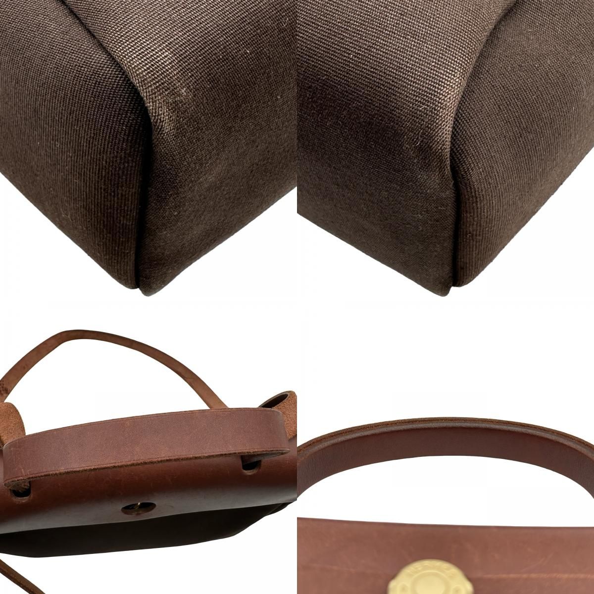 エルメス HERMES エールバッグPM □F刻印 ブラウン ゴールド金具 トワル ハンター レディース ハンドバッグ ショルダーバッグ