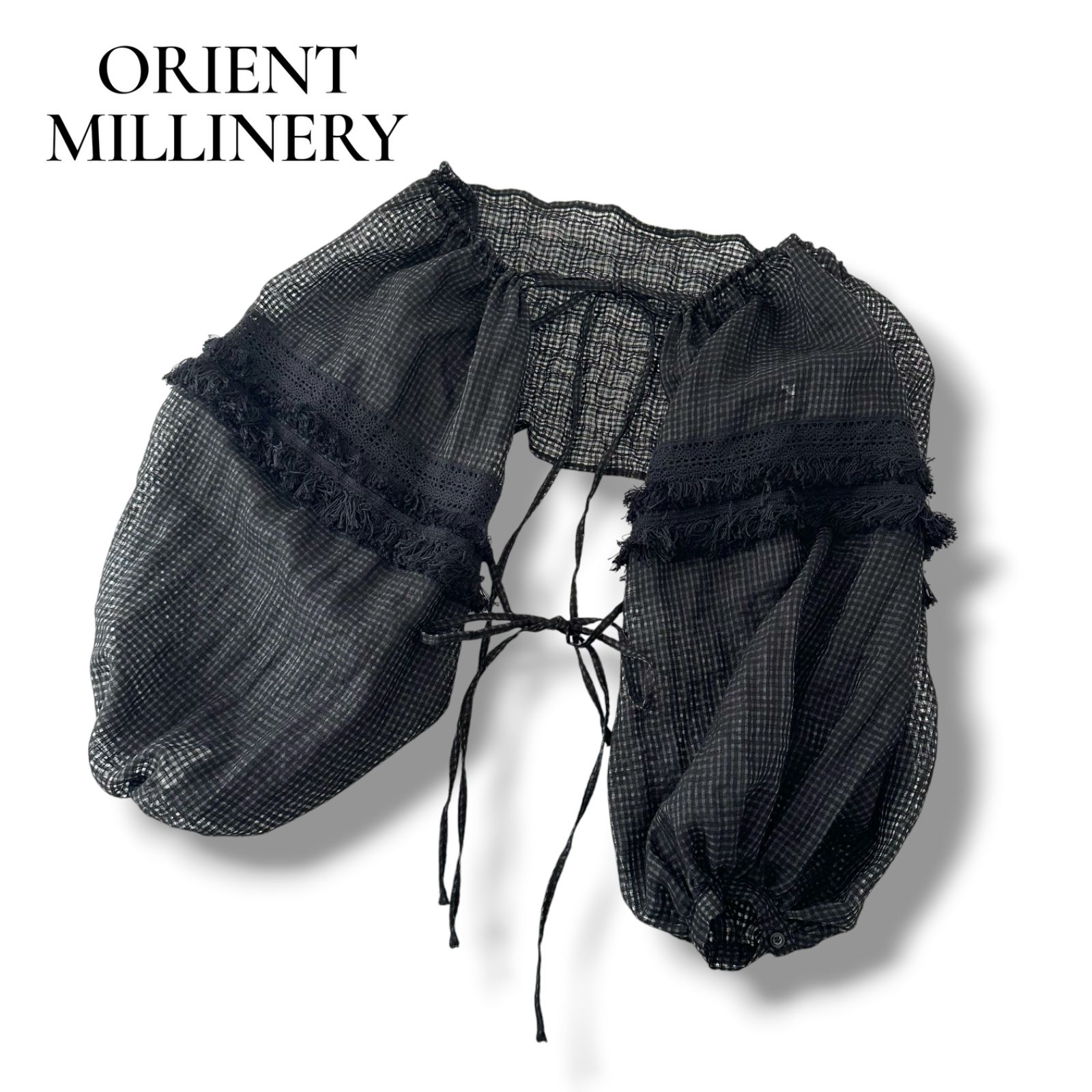 オリエントミリナリー ORIENT MILLINERY DUVET デュヴェ 3WAY アームボレロ ブラック 黒 シアー リネン混 バルーンスリーブ 定価27,500円 6JU074