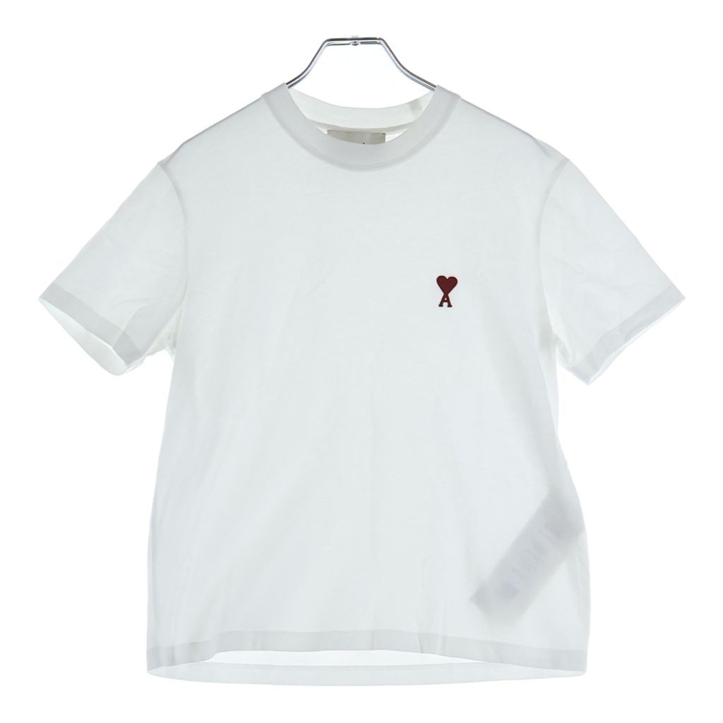 AMI Alexandre Mattiussi (アミアレクサンドルマテュッシ) ハートAロゴ 刺しゅう 半袖Tシャツ カットソー ホワイト BFUTS035.724