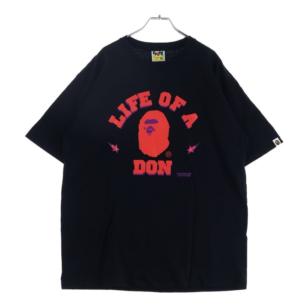 A BATHING APE (アベイシングエイプ) ×カクタスジャック ×ドントリヴァー フロントロゴプリント クルーネック 半袖Tシャツ カットソー ブラック 001TEH731928C