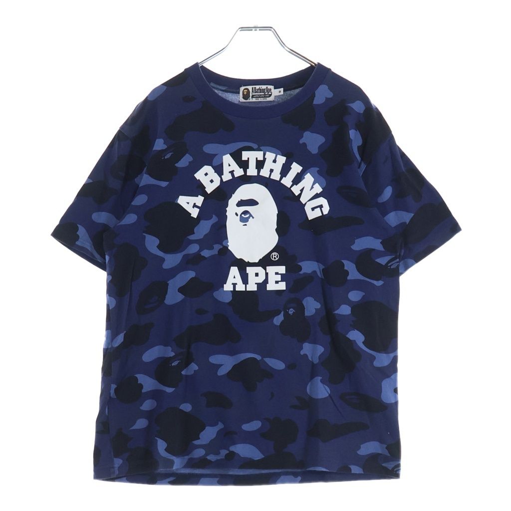 A BATHING APE (アベイシングエイプ) Color Camo College Tee 001CSK301002M カモ カレッジロゴプリント クルーネック半袖Tシャツカットソー ブルー