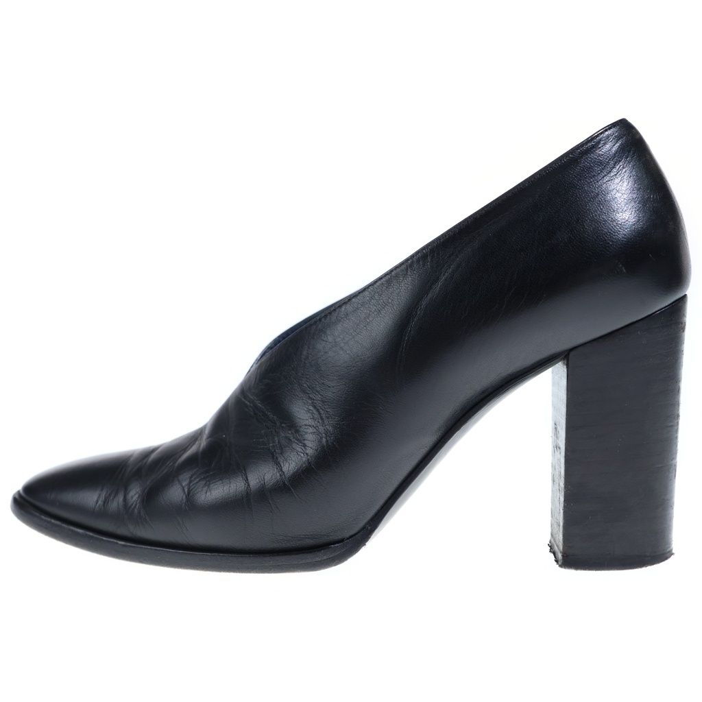 CELINE (セリーヌ) Leather V Block Heel Pumps レザーVブロック ヒール パンプス レディース ブラック ‐