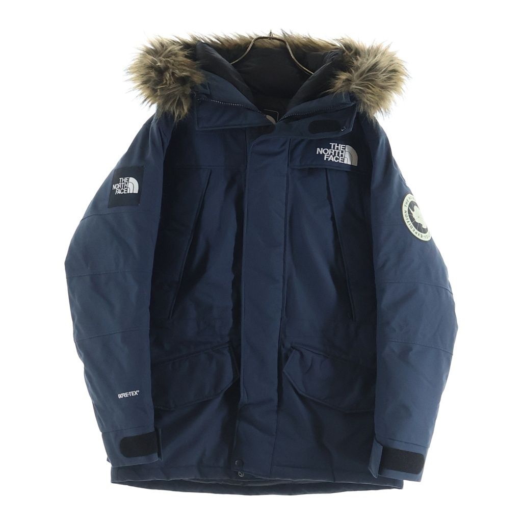 THE NORTH FACE (ザノースフェイス) ANTARCTICA PARKA アンタークティカ ナイロン ロゴ刺繍 ファーフーデッド ダウンジャケット ネイビー ND91707