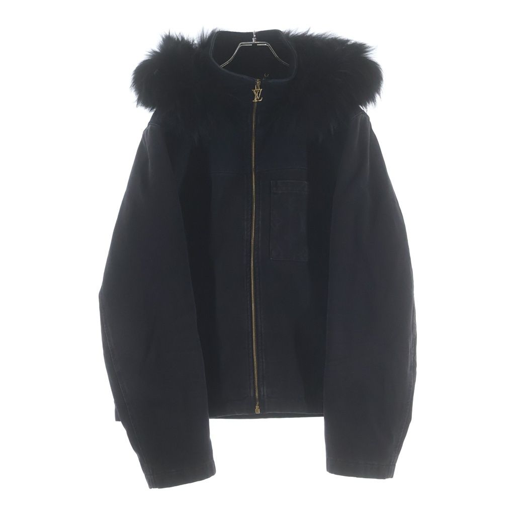 LOUIS VUITTON (ルイヴィトン) 24SS デニム ブルゾン ファー付き ジップアップフーディージャケット ブラック RM241M CCU HQA05W
