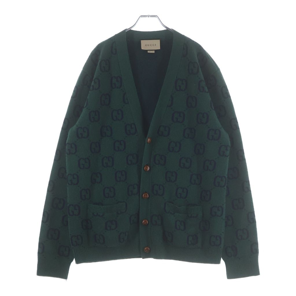 GUCCI (グッチ) GGジャガード くるみボタン ニットカーディガン ロゴ