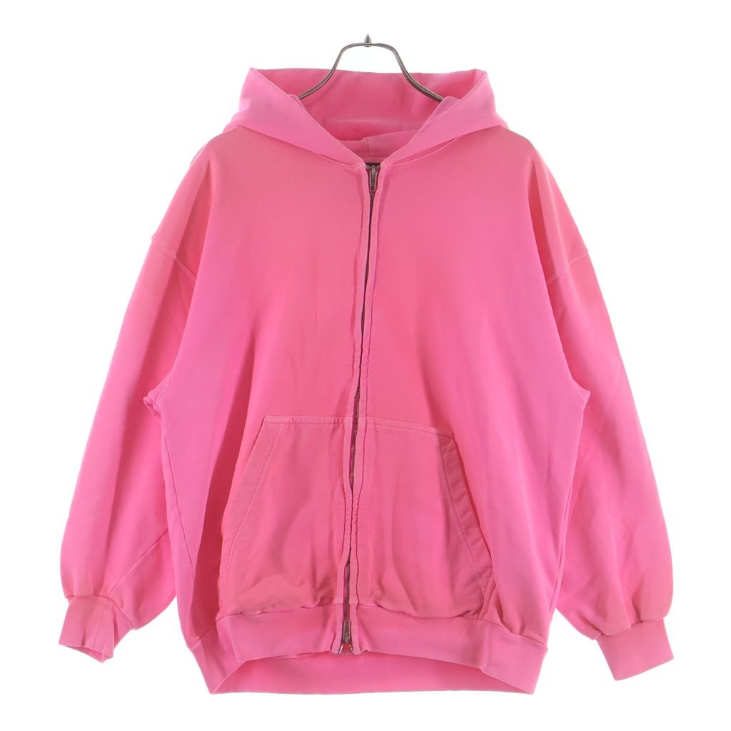 BALENCIAGA (バレンシアガ) 23SS Vintage Small Zip-up Hoodie ヴィンテージ加工 スモールジップアップパーカー フーディー ピンク 744454 TOVG5
