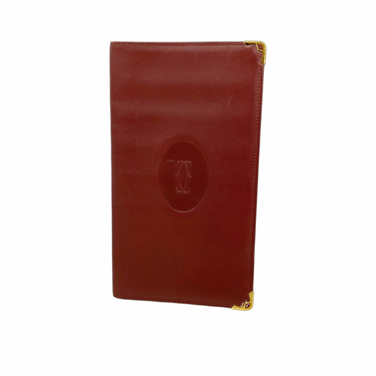 【6fd5551】カルティエ 札入れ マスト レザー ボルドー ゴールド金具【中古】メンズ