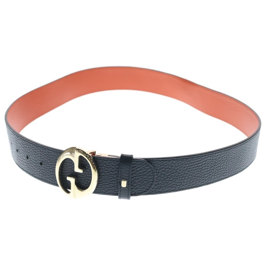 GUCCI (グッチ) GGスプリーム リバーシブルベルト ブラック×オレンジ レザー 480199 ゴールド金具