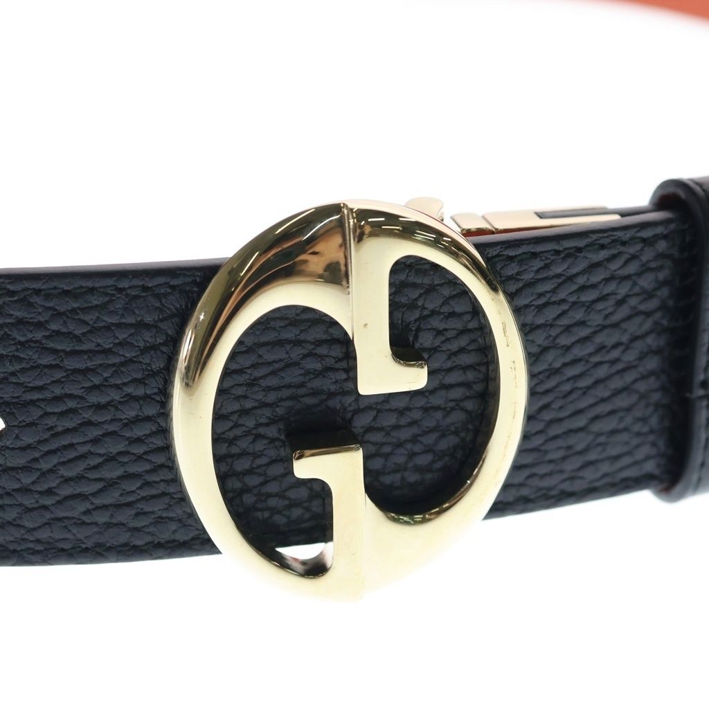 GUCCI (グッチ) GGスプリーム リバーシブルベルト ブラック×オレンジ