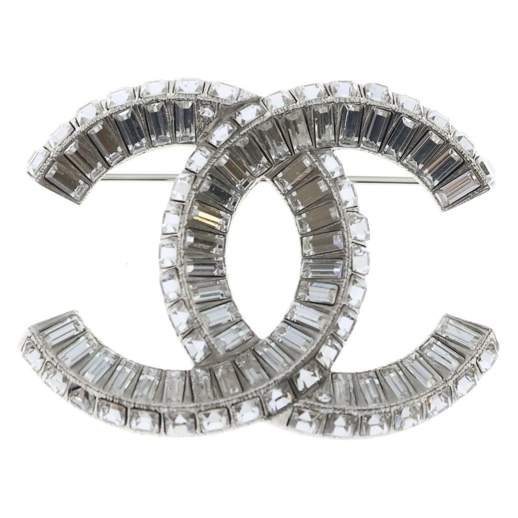 CHANEL (シャネル) ココマーク スクエアクリスタルストーン ブローチ A63085 シルバー