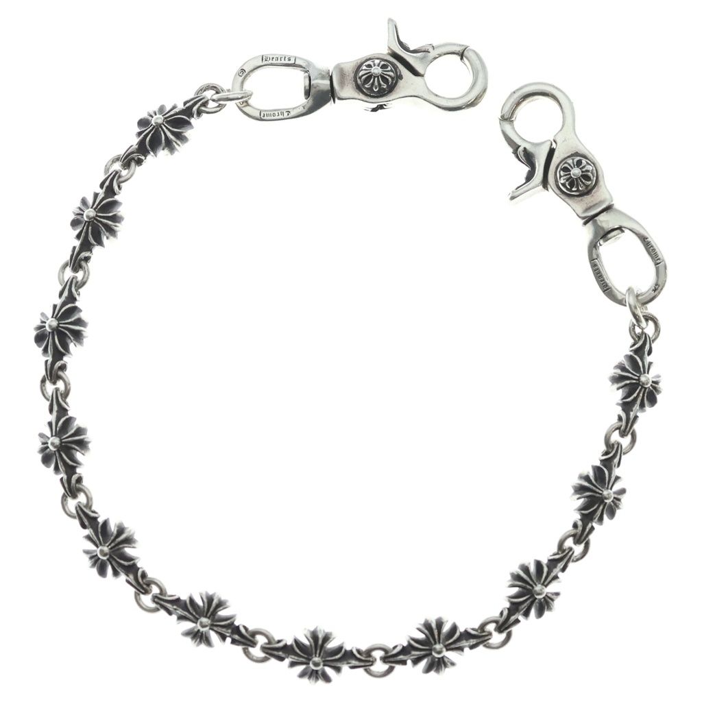 CHROME HEARTS (クロムハーツ) 4C CROSS SHORT-T/2クリップカットアウトCHプラス シルバーウォレットチェーン