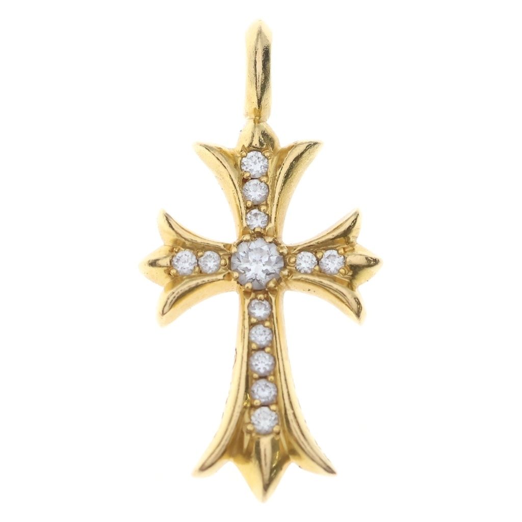 CHROME HEARTS (クロムハーツ) 22K TNY CRSF P/DIA タイニーファットクロス PAVEダイヤ ペンダントトップ ゴールドBCA033
