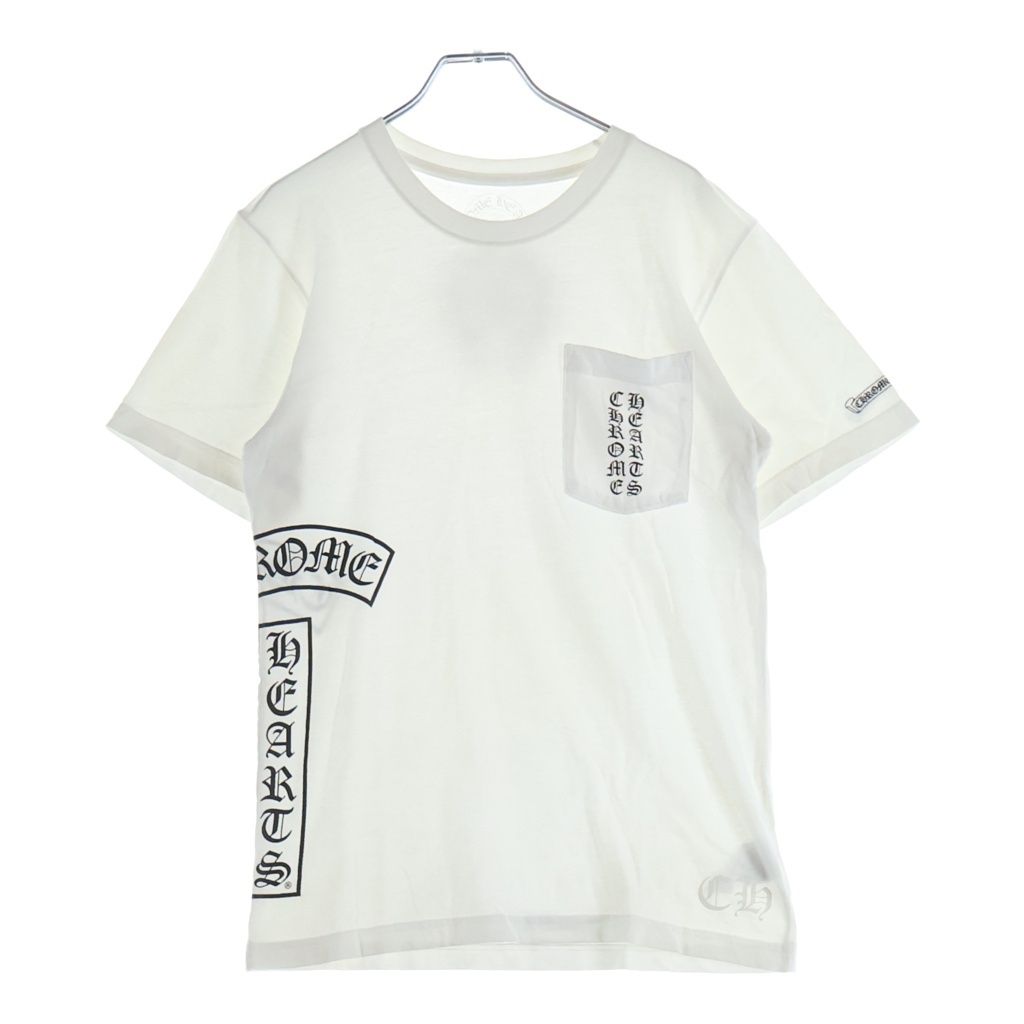CHROME HEARTS (クロムハーツ) CH T-BAR T-SHRT 1 Tバーバックホースシュープリント 半袖Tシャツ カットソー ホワイト -