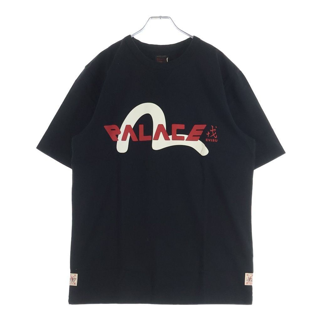EVISU (エビス) ×PALACE LOGO TEE パレス ロゴプリントクルーネック半袖カットソーTシャツ ブラック P26EVSES001